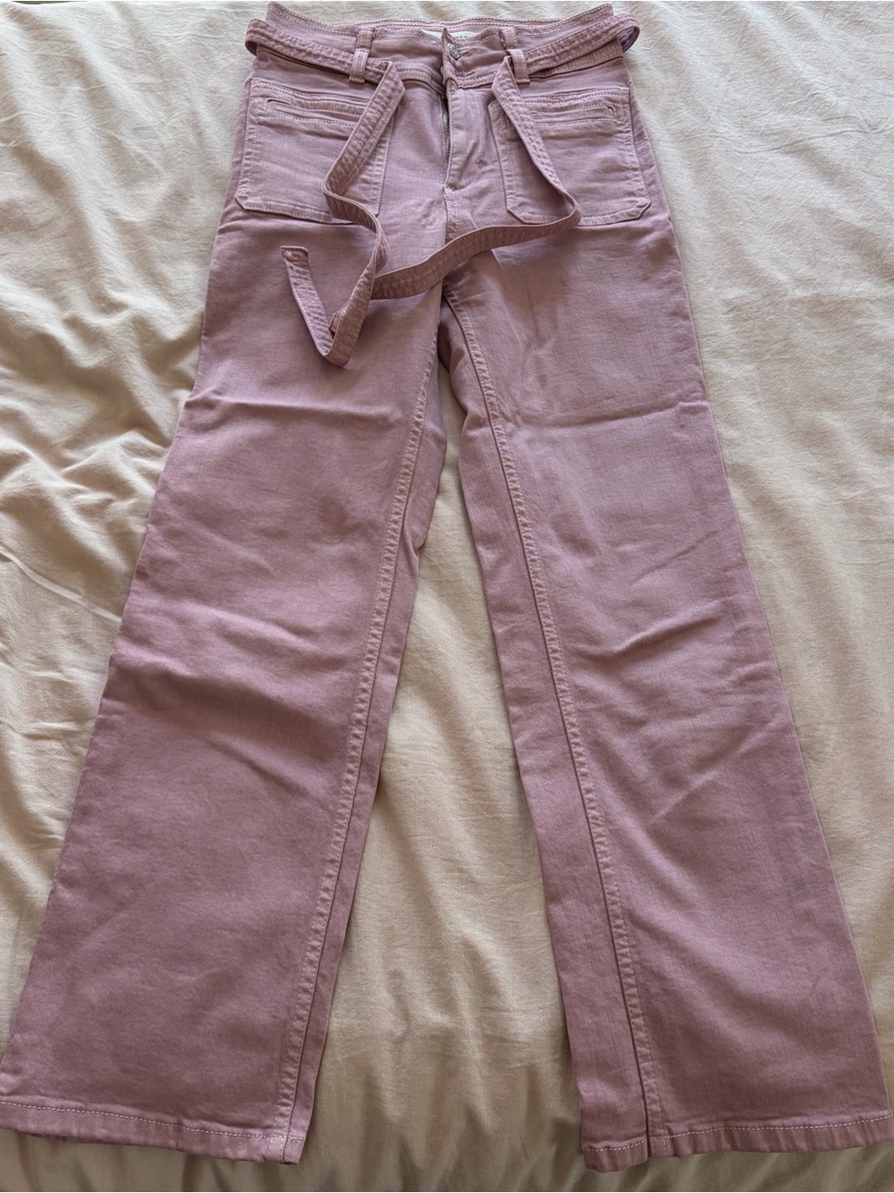 Mango Wide-Leg High-Rise Jeans in Dusty Rose